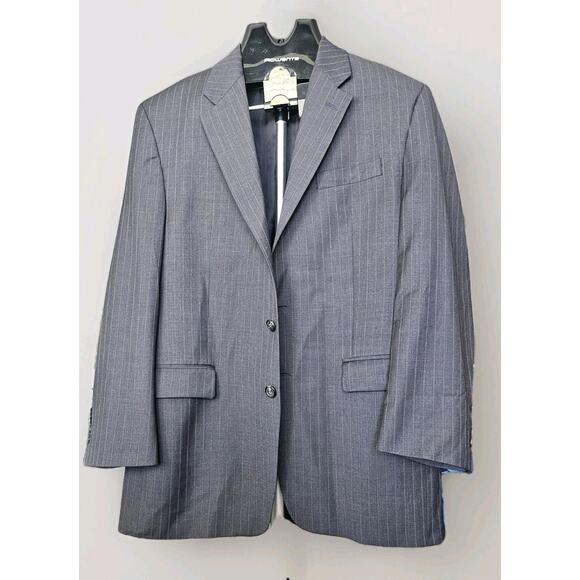 Lauren Ralph Lauren Gray Pinstriped Wool Sport Coat Blazer Jacket Men's 42 L